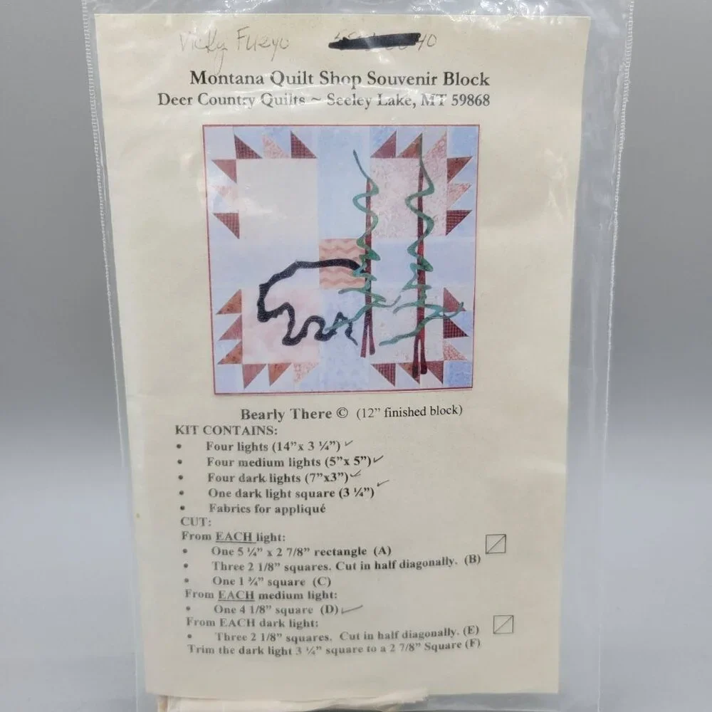 Bearly There Souvenir Block Kit Deer Country Quilts Applique Partly Finished